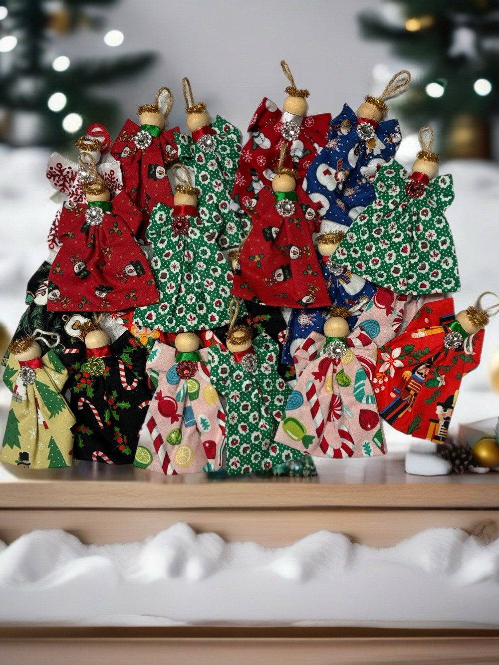 Handmade Fabric Christmas Angel Tree  Ornaments-20 piece Lot Holiday Gift Giving